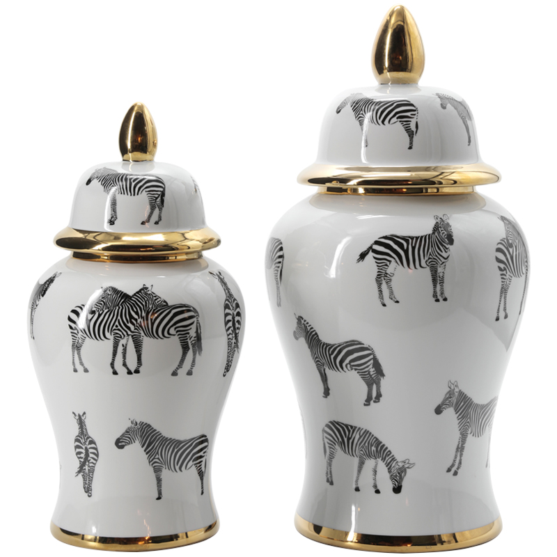 Ваза White Vase Zebra Черный Белый Золотой Ваза White Vase Zebra Черный Белый Золотой в Челябинске | Loft Concept