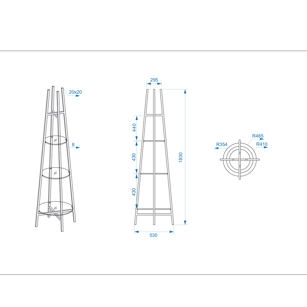 Стеллаж конусообразный с прозрачными стеклянными полками Tower в Челябинске