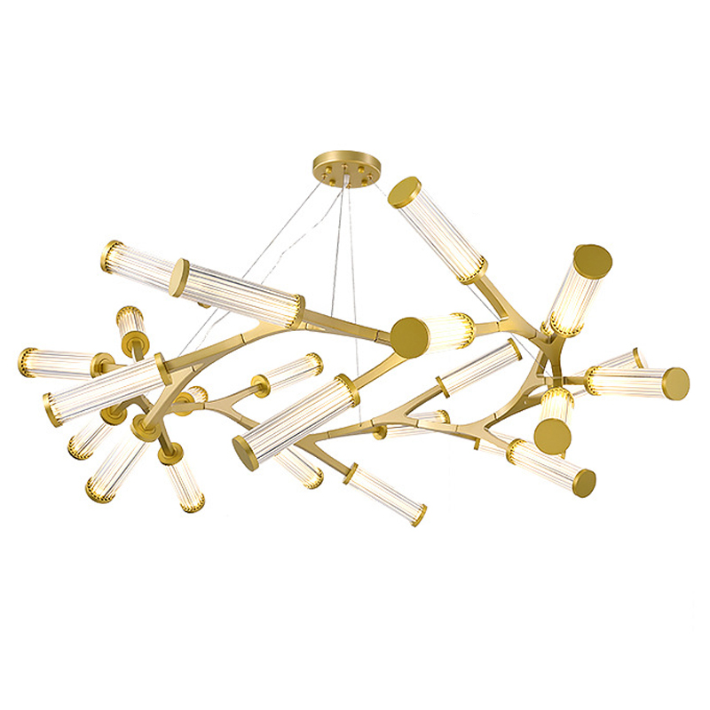 Люстра Cylinder Branches Chandelier Ring Gold Золотой Прозрачный в Челябинске | Loft Concept 