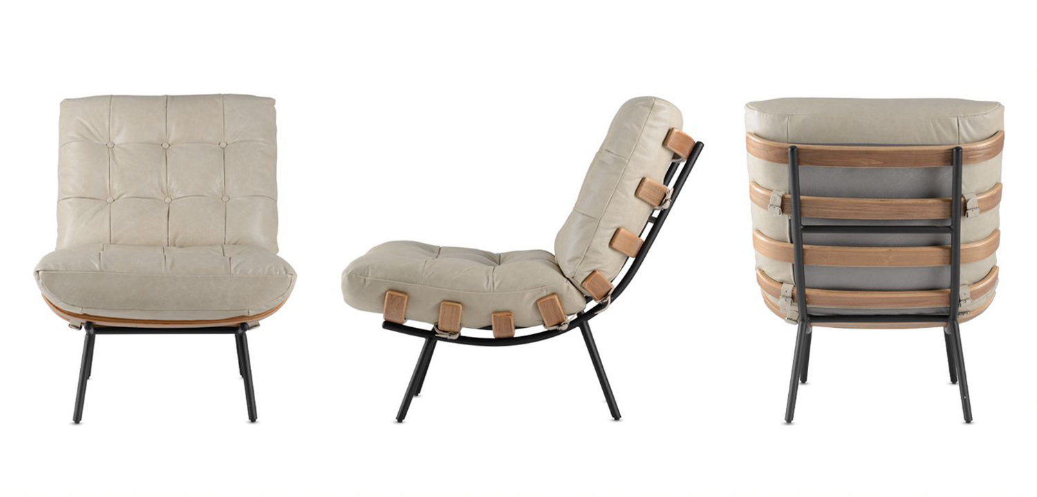 Кресло Philbert Chair beige leather - фото