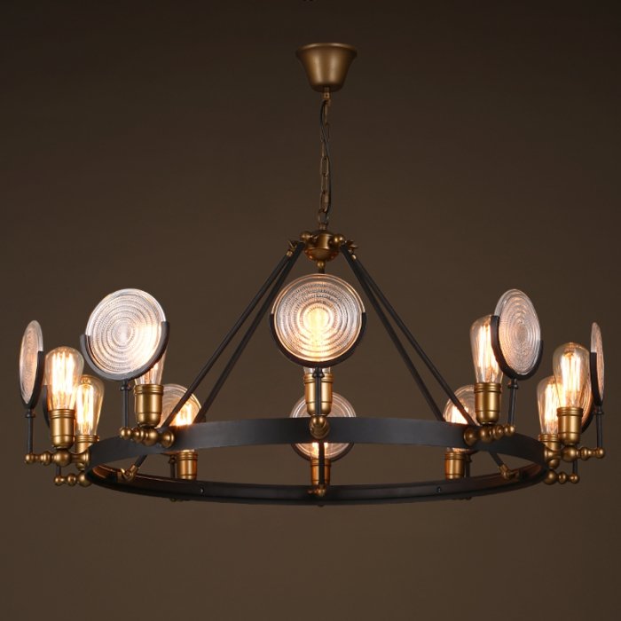 Люстра GASLIGHT LENS Chandelier 10 Черный Люстра GASLIGHT LENS Chandelier 10 Черный в Челябинске | Loft Concept