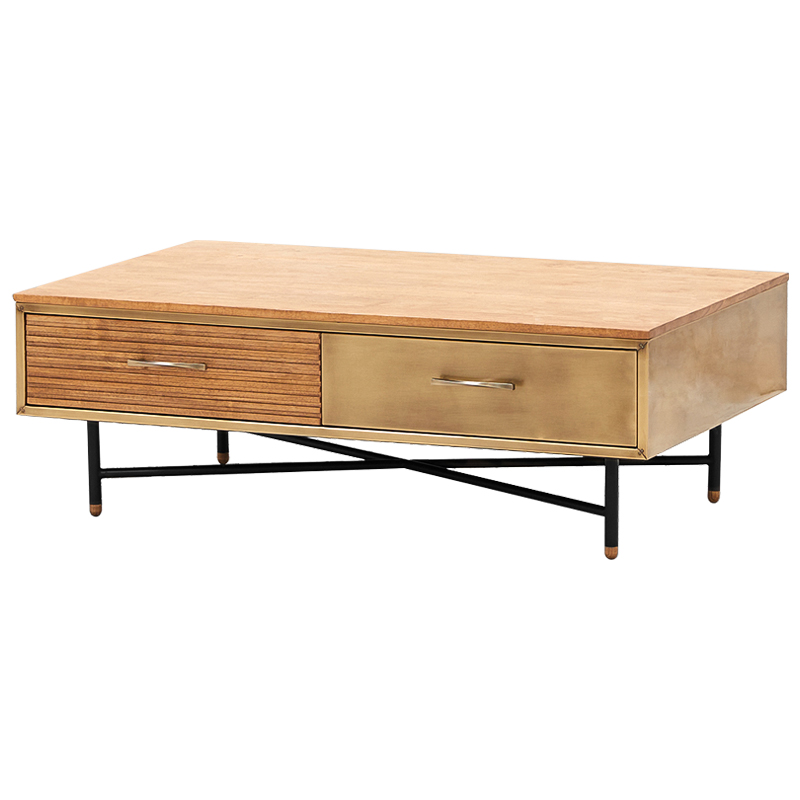 Кофейный стол Massy Coffee Table Древесина Латунь Черный Кофейный стол Massy Coffee Table Древесина Латунь Черный в Челябинске | Loft Concept