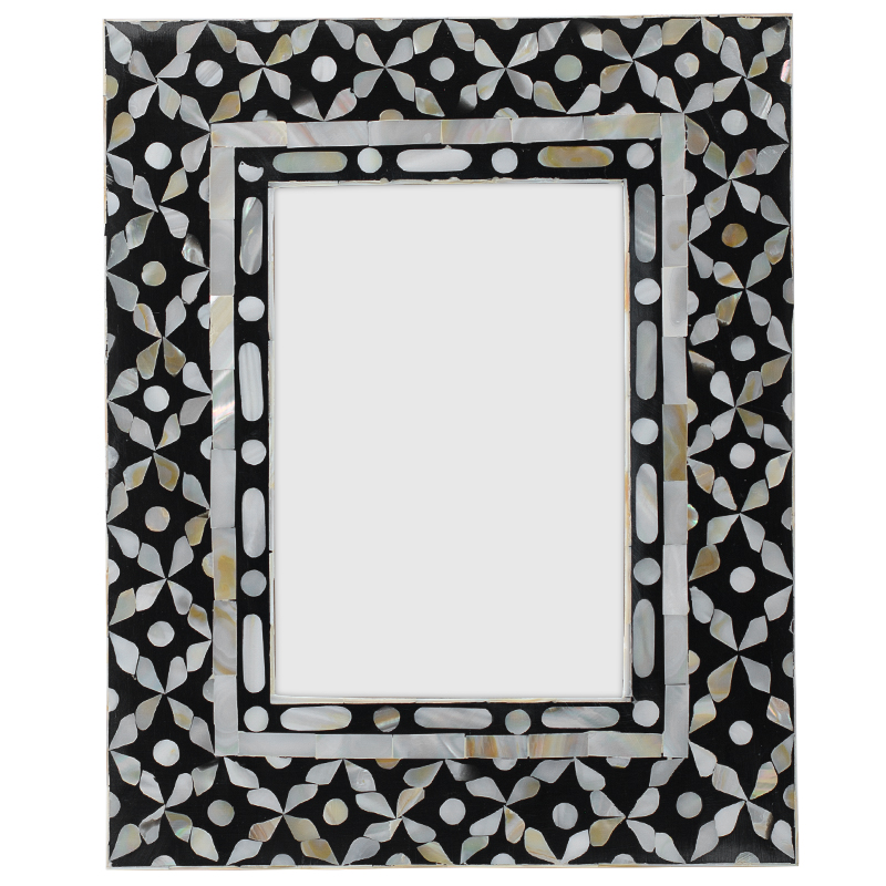 Рама для фото Bone Inlay Pearl Black M Черно-белый Перламутровый Рама для фото Bone Inlay Pearl Black M Черно-белый Перламутровый в Челябинске | Loft Concept