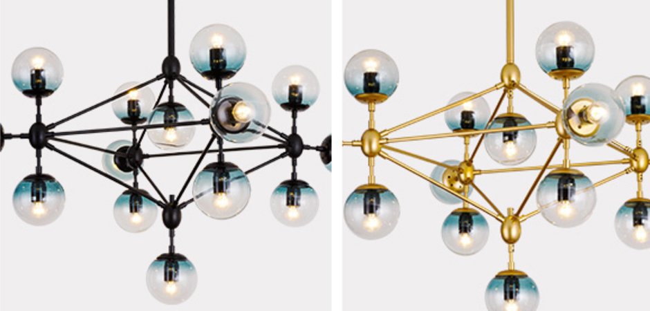 Люстра Modo Chandelier Globes Blue Ambre Gold Люстра Modo Chandelier Globes Blue Ambre Gold - Loft-Concept в Челябинске