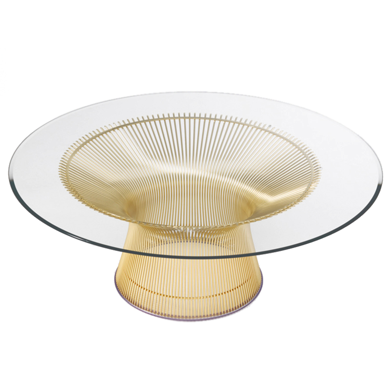 Стол Platner Coffee Gold Глянцевое золото Прозрачное Стекло Стол Platner Coffee Gold Глянцевое золото Прозрачное Стекло в Челябинске | Loft Concept