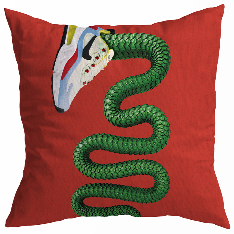 Декоративная подушка Seletti Cushion Sneaker Snake Красный Зеленый Декоративная подушка Seletti Cushion Sneaker Snake Красный Зеленый в Челябинске | Loft Concept