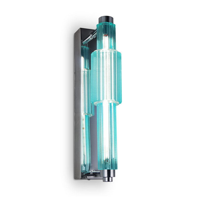 Бра с вертикальным узким плафоном Fuse Crystal Blue Хром Синий Бра с вертикальным узким плафоном Fuse Crystal Blue Хром Синий в Челябинске | Loft Concept