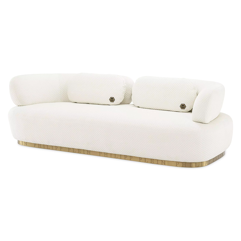 Диван Philipp Plein Sofa Signature Белый Белый Золотой Диван Philipp Plein Sofa Signature Белый Белый Золотой в Челябинске | Loft Concept