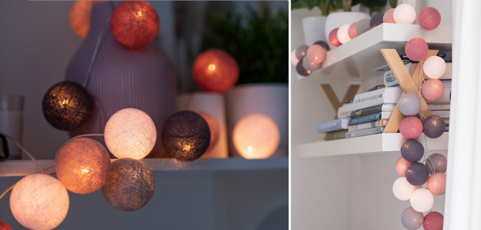 Гирлянда хлопковые фонарики Сotton Ball Dirty Rose - Loft-Concept в Челябинске