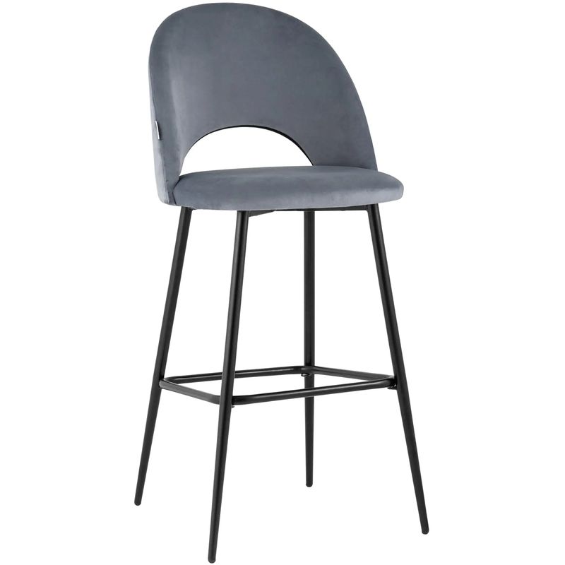 Барный Стул CLIFF Chair Серый Велюр Серый Черный Барный Стул CLIFF Chair Серый Велюр Серый Черный в Челябинске | Loft Concept