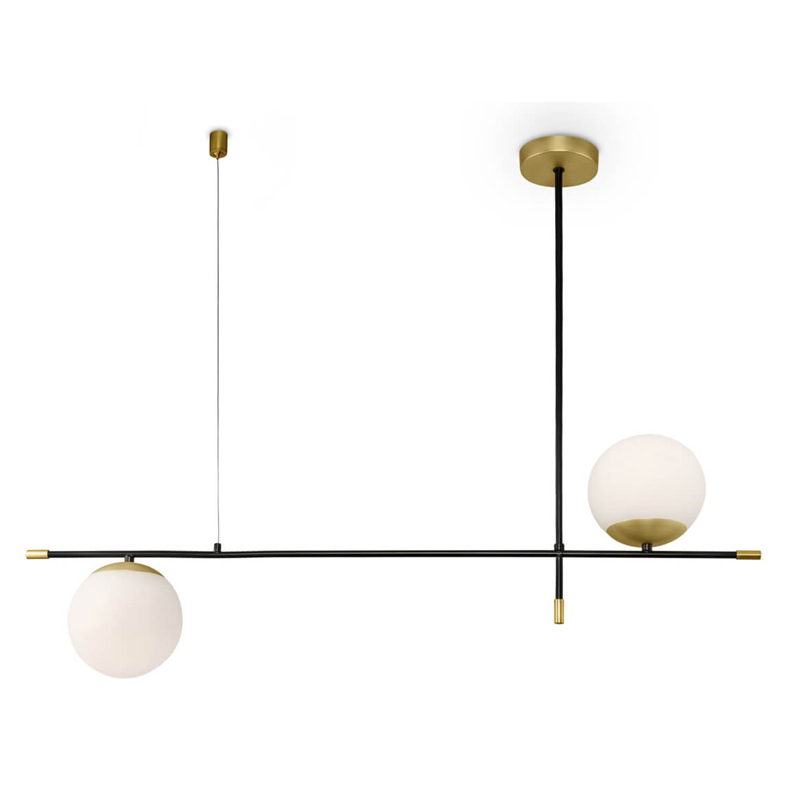 Светильник Spike Two Balls Hanging Lamp Белый Золотой Черный Светильник Spike Two Balls Hanging Lamp Белый Золотой Черный в Челябинске | Loft Concept