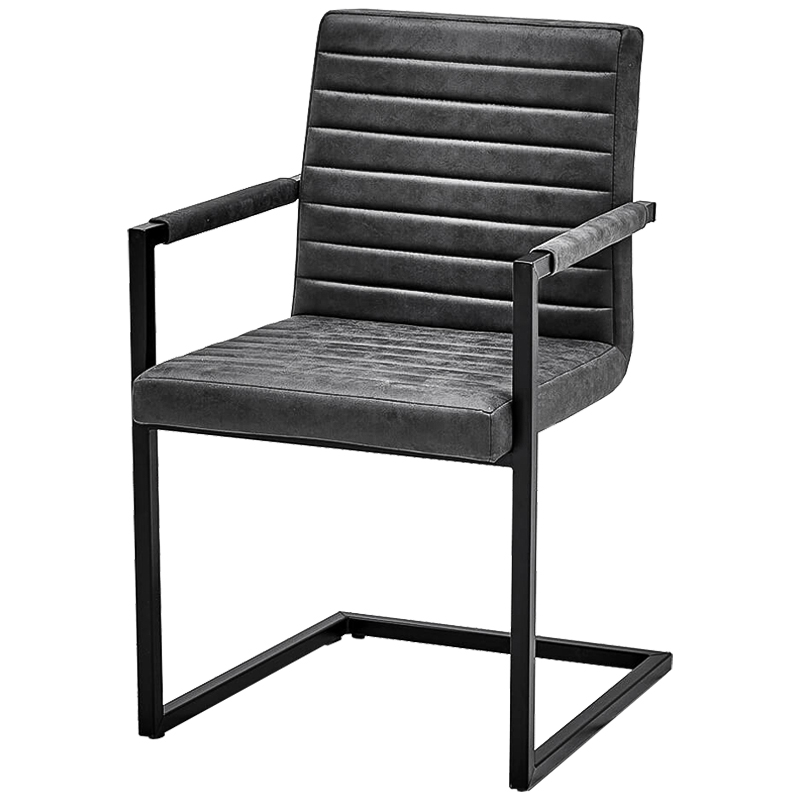 Стул с подлокотниками Dalak Stool Grey Черный Серый Стул с подлокотниками Dalak Stool Grey Черный Серый в Челябинске | Loft Concept