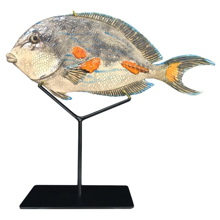 Статуэтка на подставке Gray Fish Серый Черный Белый Статуэтка на подставке Gray Fish Серый Черный Белый в Челябинске | Loft Concept