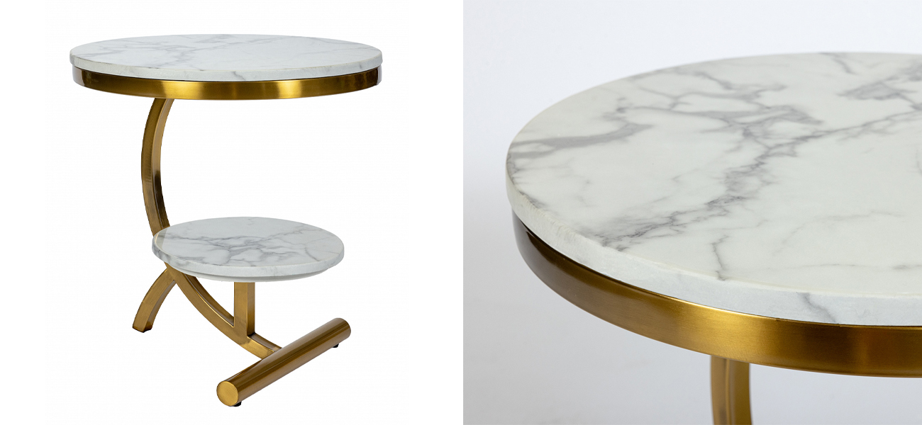 Приставной столик с двумя столешницами из мрамора Notes - фото