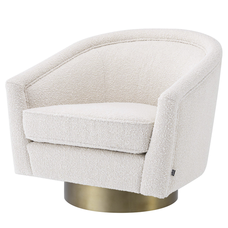 Кресло Eichholtz Swivel Chair Catene Boucle cream Кремовый матовое золото Кресло Eichholtz Swivel Chair Catene Boucle cream Кремовый матовое золото в Челябинске | Loft Concept