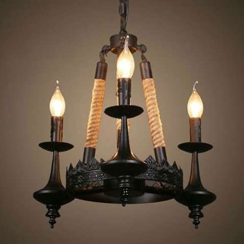 Люстра 3-Light Rustic Chandelier Черный Люстра 3-Light Rustic Chandelier Черный в Челябинске | Loft Concept
