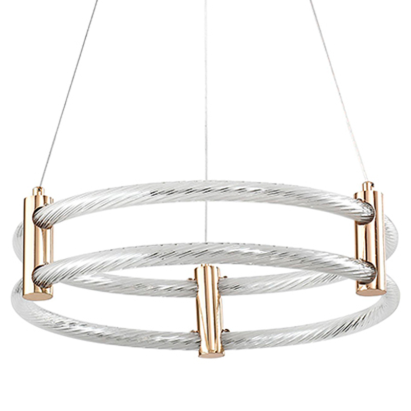 Люстра подвесная светодиодная с 2-мя плафонами в форме колец Lighting Rings Gold Золотой Белый Люстра подвесная светодиодная с 2-мя плафонами в форме колец Lighting Rings Gold Золотой Белый в Челябинске | Loft Concept