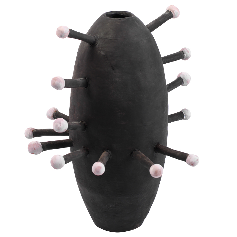 Ваза Kwanza Round Spikes Vase Черный Розовый Ваза Kwanza Round Spikes Vase Черный Розовый в Челябинске | Loft Concept