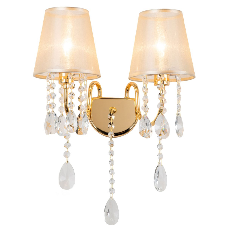 Двойное бра золотого цвета с хрустальным декором Dainty Light Золотой Янтарный Двойное бра золотого цвета с хрустальным декором Dainty Light Золотой Янтарный в Челябинске | Loft Concept