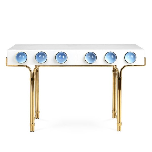 Консоль Globo Console Синий цвет Белый Консоль Globo Console Синий цвет Белый в Челябинске | Loft Concept