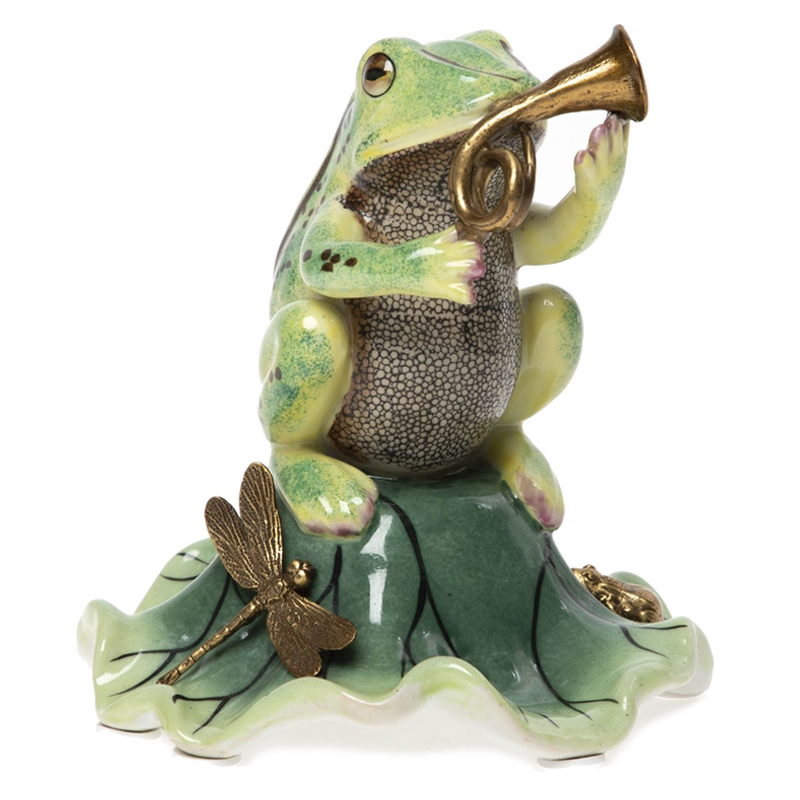 Статуэтка Frog Trumpeter Зеленый Золотой Статуэтка Frog Trumpeter Зеленый Золотой в Челябинске | Loft Concept