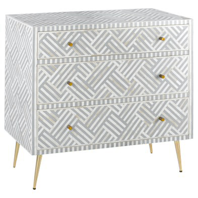 Комод инкрустация костью Gray Indian Bone Inlay 3 drawer Серый Белый Серый Комод инкрустация костью Gray Indian Bone Inlay 3 drawer Серый Белый Серый в Челябинске | Loft Concept