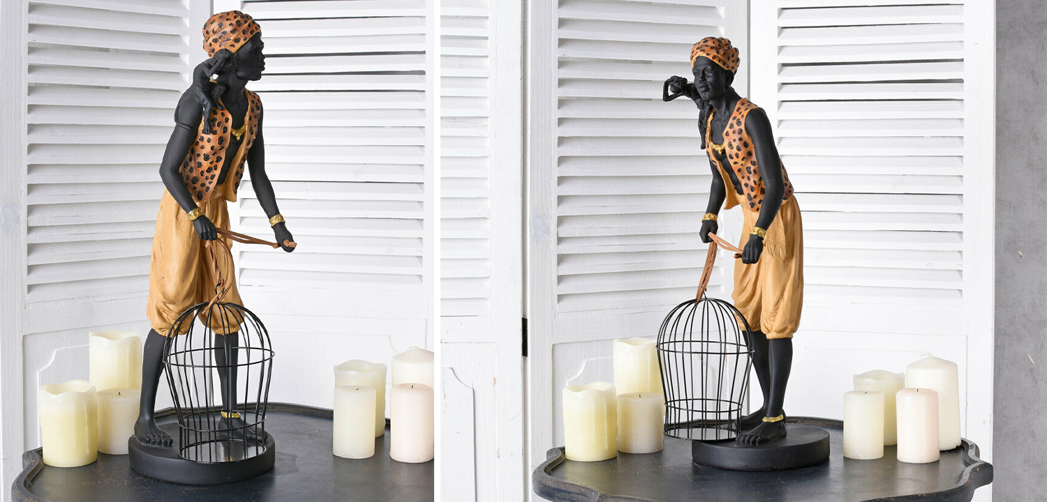 Аксессуар в колониальном стиле слуга с клеткой - фото