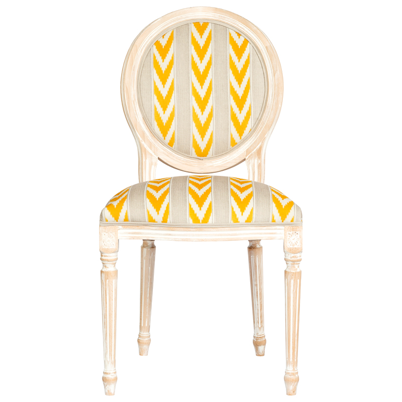 Стул Ikat Pattern с желтым узором Белый Желтый Бежевый Стул Ikat Pattern с желтым узором Белый Желтый Бежевый в Челябинске | Loft Concept