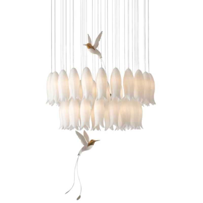 Люстра c Птичками Колибри Sagarti Pendant lamp ALBA Flowers & Birds Белый Золотой Люстра c Птичками Колибри Sagarti Pendant lamp ALBA Flowers & Birds Белый Золотой в Челябинске | Loft Concept