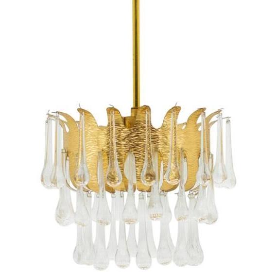 Люстра Ernst Palme Glass and Gilded Brass Chandelier Золотой Люстра Ernst Palme Glass and Gilded Brass Chandelier Золотой в Челябинске | Loft Concept