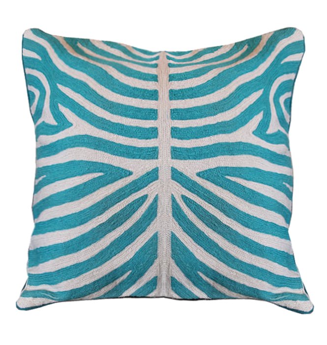 Подушка Turquoise Zebra Бирюзовый Белый Подушка Turquoise Zebra Бирюзовый Белый в Челябинске | Loft Concept