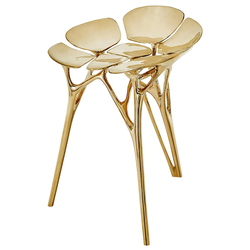 Барный стул Lotus Stool Side Table Gold Organic Form Золотой Барный стул Lotus Stool Side Table Gold Organic Form Золотой в Челябинске | Loft Concept