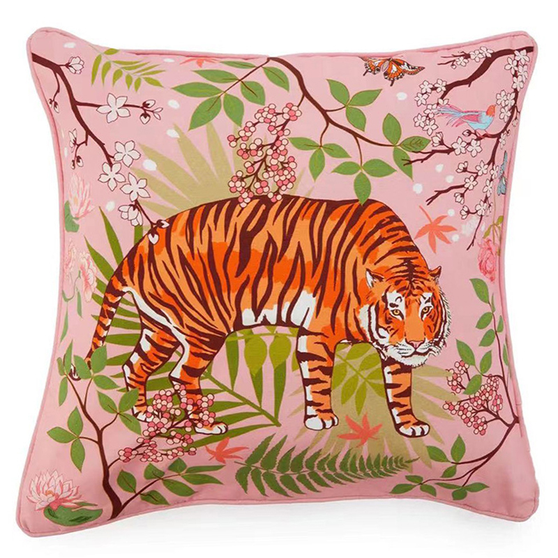 Декоративная подушка Tiger Pink Velvet Cushion Розовый Мульти Декоративная подушка Tiger Pink Velvet Cushion Розовый Мульти в Челябинске | Loft Concept