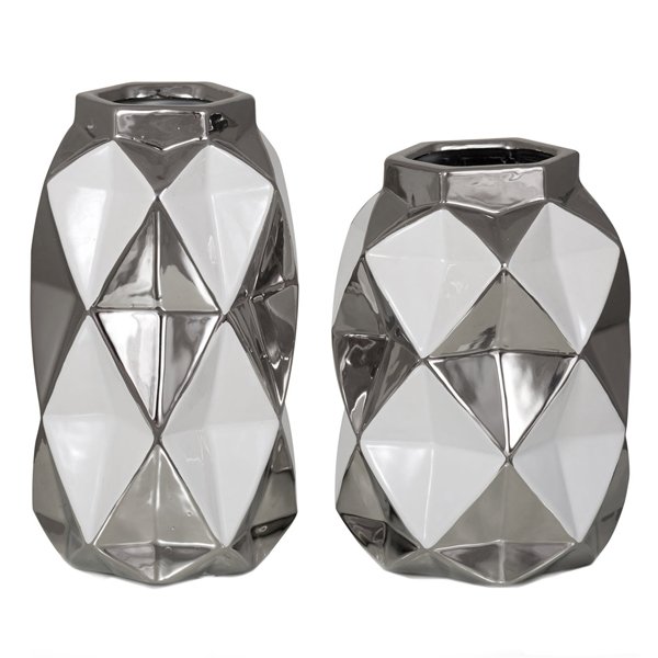 Ваза Origami Silver Серебряный Белый Ваза Origami Silver Серебряный Белый в Челябинске | Loft Concept
