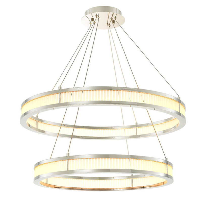 Люстра Eichholtz Chandelier Damien Double Nickel Никель Белое матовое стекло Люстра Eichholtz Chandelier Damien Double Nickel Никель Белое матовое стекло в Челябинске | Loft Concept