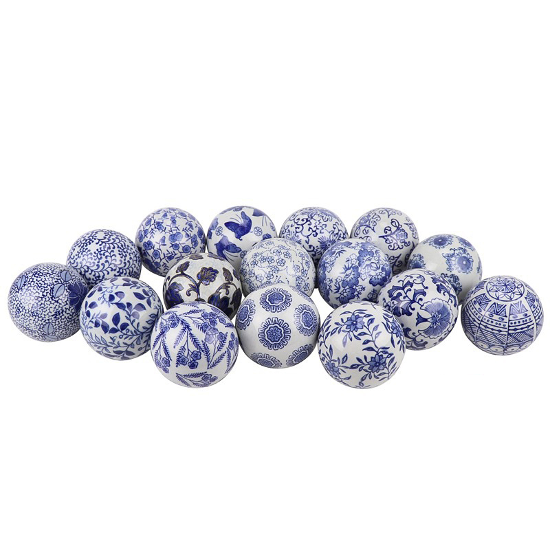 Статуэтка Oriental Blue & White Pattern Ball Белый Синий Статуэтка Oriental Blue & White Pattern Ball Белый Синий в Челябинске | Loft Concept