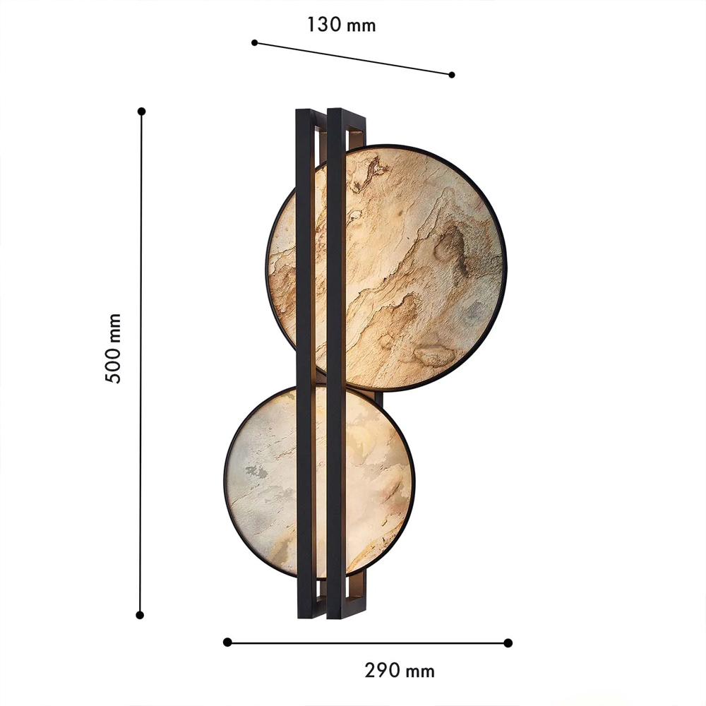 Бра из двух каменных дисков в металлической раме Constellation в Челябинске