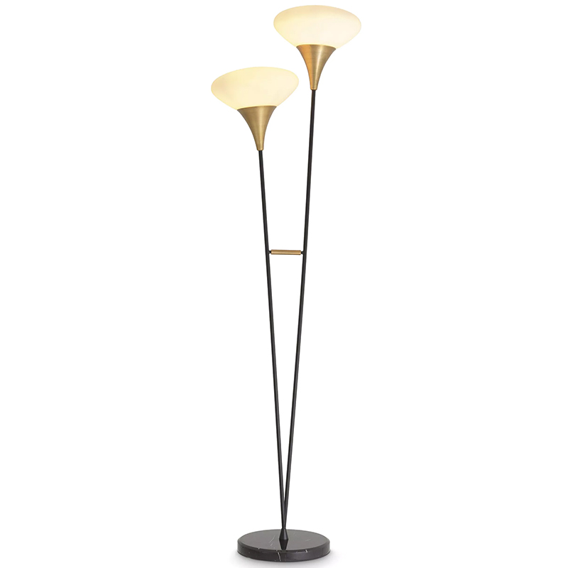 Торшер Eichholtz Floor Lamp Duco Латунь Белый Черный Черный Мрамор Nero Торшер Eichholtz Floor Lamp Duco Латунь Белый Черный Черный Мрамор Nero в Челябинске | Loft Concept