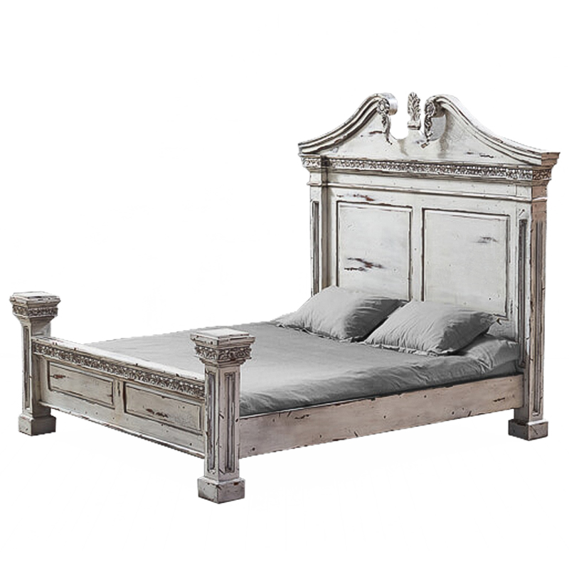 Кровать Gothic Style Bed White Белый винтажная патина Кровать Gothic Style Bed White Белый винтажная патина в Челябинске | Loft Concept