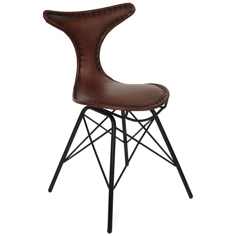 Стул Buffalo Leather Industrial Chair Коричневый Черный в Челябинске | Loft Concept 