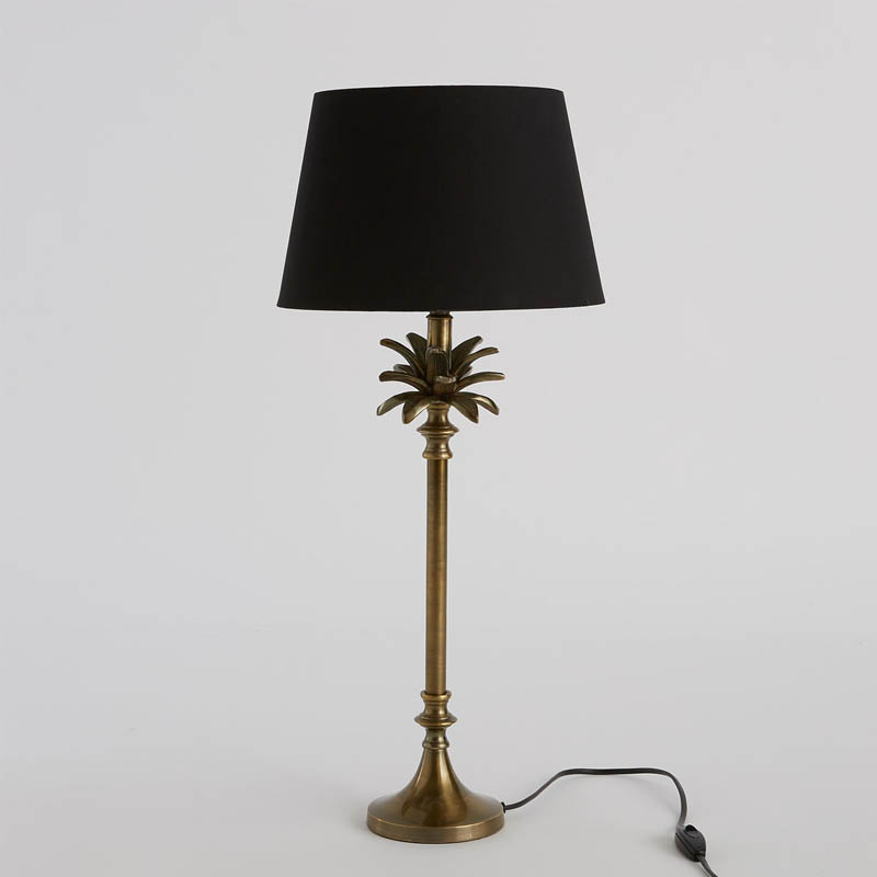 Настольная лампа Palm Black Lampshade Латунь Настольная лампа Palm Black Lampshade Латунь в Челябинске | Loft Concept