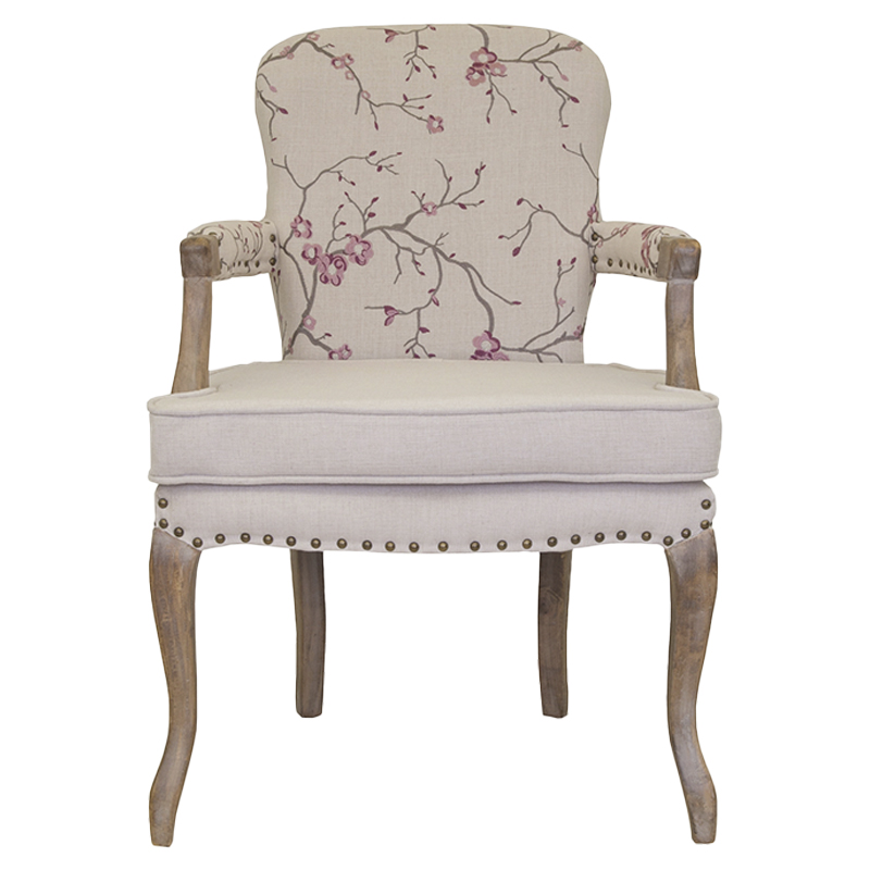 Кресло с изображением сакуры Aubrey Classical Armchair beige flax Бежевый Коричневый Розовый Кресло с изображением сакуры Aubrey Classical Armchair beige flax Бежевый Коричневый Розовый в Челябинске | Loft Concept