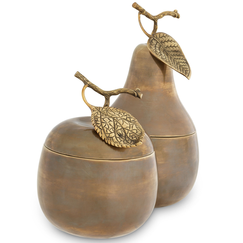 Комплект шкатулок Eichholtz Box Apple & Pear set of 2 brass Винтажная латунь Комплект шкатулок Eichholtz Box Apple & Pear set of 2 brass Винтажная латунь в Челябинске | Loft Concept