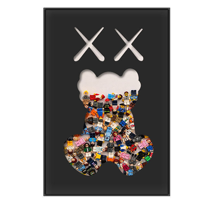 Постер Bearbrick Черный фон Мульти Постер Bearbrick Черный фон Мульти в Челябинске | Loft Concept