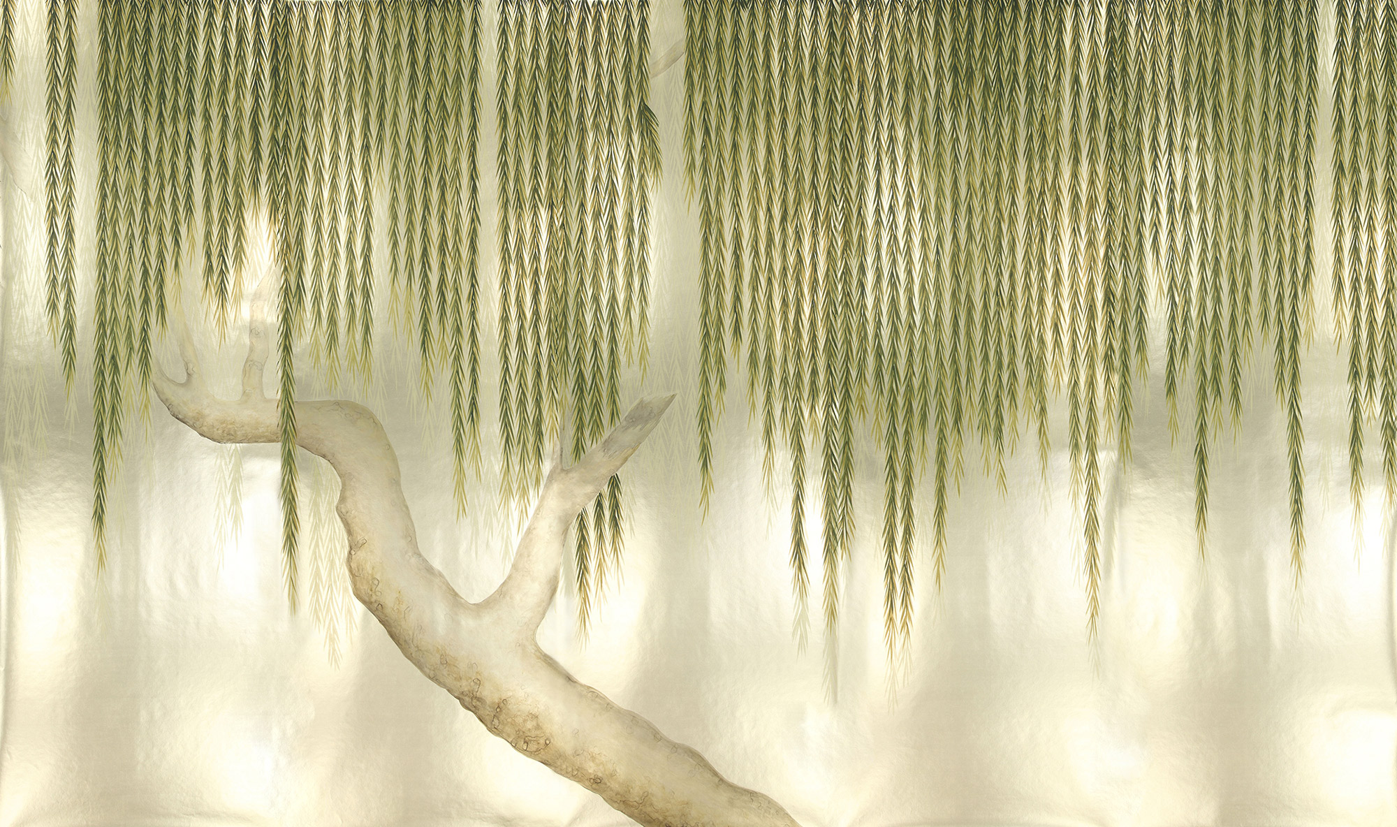 Обои ручная роспись Willow Original colourway on Champagne Gold gilded paper Обои ручная роспись Willow Original colourway on Champagne Gold gilded paper - постер Loft-Concept в Челябинске