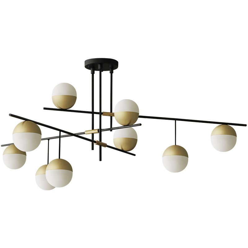 Люстра Balls white & brass 9 Белый Черный Латунь Люстра Balls white & brass 9 Белый Черный Латунь в Челябинске | Loft Concept