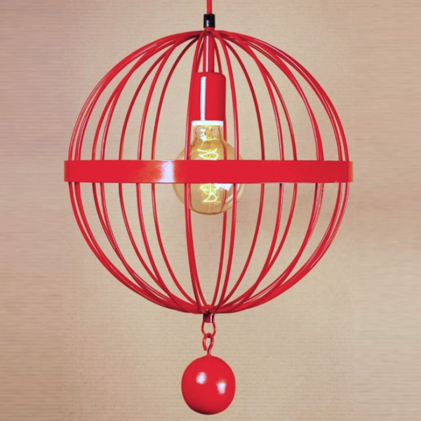 Подвесной светильник Wire Cage Pendant Spher Red Красный Подвесной светильник Wire Cage Pendant Spher Red Красный в Челябинске | Loft Concept