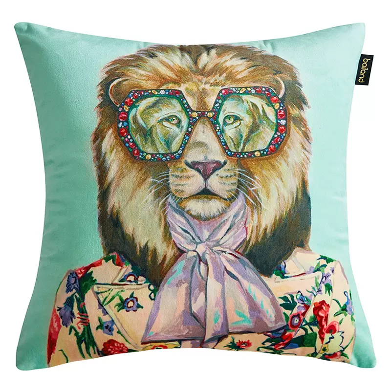 Декоративная подушка Стиль Gucci Leo Fashion Animals Cushion Mint Мятный Мульти Декоративная подушка Стиль Gucci Leo Fashion Animals Cushion Mint Мятный Мульти в Челябинске | Loft Concept