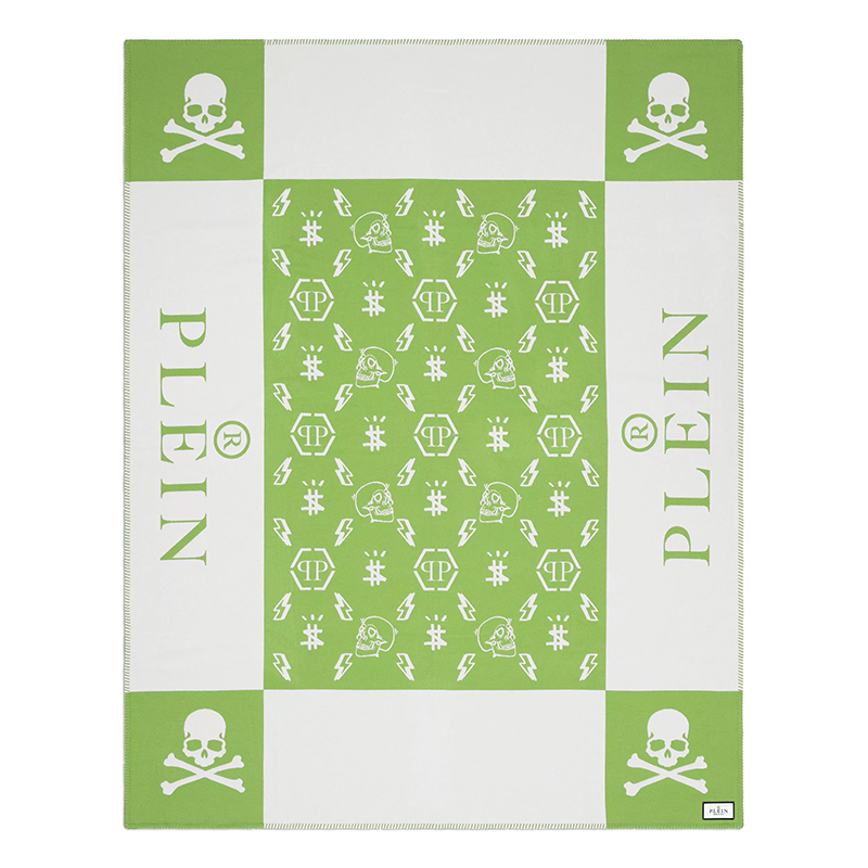 Плед Philipp Plein Plaid Cashmere Skul Green Зеленый Белый Плед Philipp Plein Plaid Cashmere Skul Green Зеленый Белый в Челябинске | Loft Concept