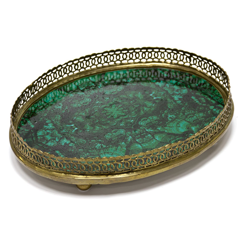 Поднос фарфоровый с бронзой Malachite Малахит Поднос фарфоровый с бронзой Malachite Малахит в Челябинске | Loft Concept